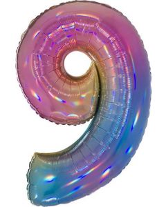 Number 9 Colourful Rainbow - Foil Balloon - 819RH-P