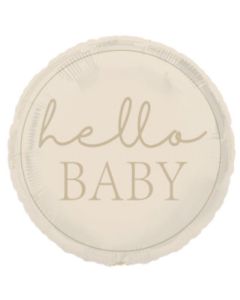 18" Neutral Hello Baby Round Foil Unique
