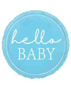 18" Blue Hello Baby Round Foil Unique