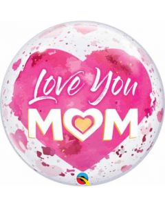 22" Love You Mom Pink Heart Round