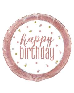 18" Rose Gold Happy Birthday Round Foil Unique