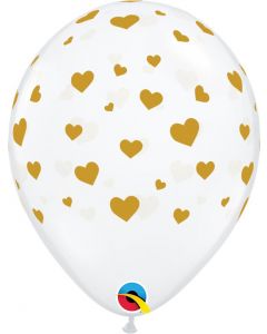 11" Diamond Clear With Random Hearts Round Pk25 Qualatex