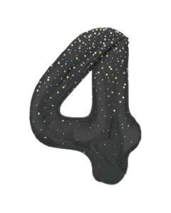 34" Number 4 Glitz Black Foil Balloon Unique