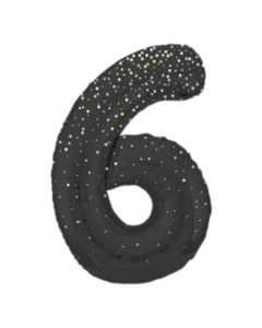 34" Number 6 Glitz Black Foil Balloon Unique