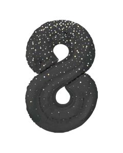 34" Number 8 Glitz Black Foil Balloon Unique