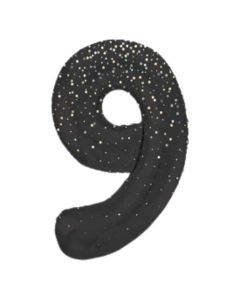 34" Number 9 Glitz Black Foil Balloon Unique