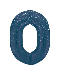 34" Number 0 Glitz Blue Foil Balloon Unique