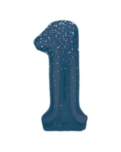 34" Number 1 Glitz Blue Foil Balloon Unique