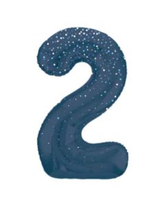 34" Number 2 Glitz Blue Foil Balloon Unique