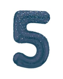 34" Number 5 Glitz Blue Foil Balloon Unique