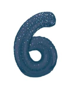 34" Number 6 Glitz Blue Foil Balloon Unique
