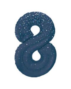 34" Number 8 Glitz Blue Foil Balloon Unique