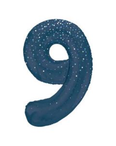 34" Number 9 Glitz Blue Foil Balloon Unique