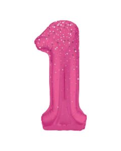 34" Number 1 Glitz Pink Foil Balloon Unique