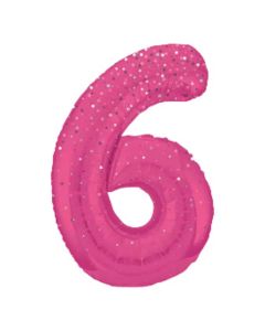 34" Number 6 Glitz Pink Foil Balloon Unique