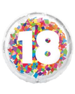 18" Age 18 Bright Confetti Round Foil Unique