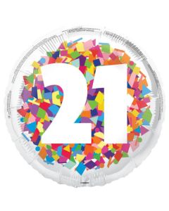 18" Age 21 Bright Confetti Round Foil Unique