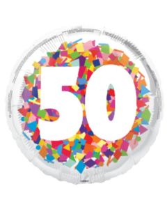 18" Age 50 Bright Confetti Round Foil Unique