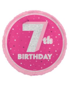 18" Age 7 Pink & Silver Glitz Round Foil Unique