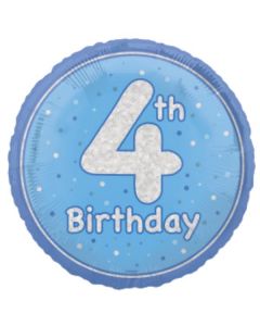 18" Age 4 Blue & Silver Glitz Round Foil Unique