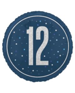18" Age 12 Blue & Silver Glitz Round Foil Unique