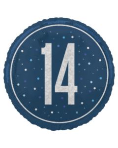 18" Age 14 Blue & Silver Glitz Round Foil Unique