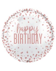 18" Happy Birthday Confetti Rose Gold Round Foil Unique