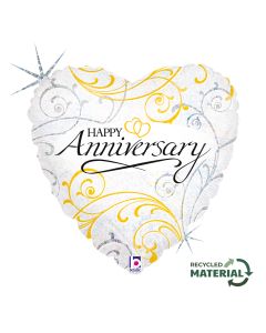 18" Anniversary Filigre Heart Shape Foil Grabo