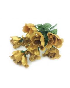 39cm Rosebud Bush With Astilbe Metallic Gold