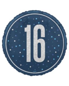 18" Age 16 Blue & Silver Glitz Round Foil Unique