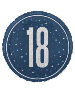 18" Age 18 Blue & Silver Glitz Round Foil Unique