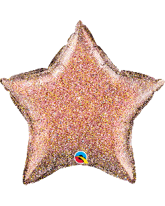 20" Rose Gold Glitter-graphic Star Foil Balloon Unpackaged Qualatex