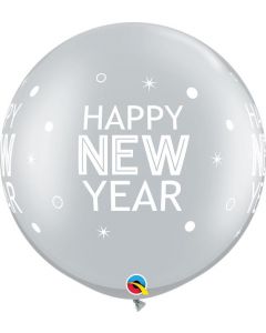 30" New Year Sparkles & Dots Silver Pk2 Qualatex