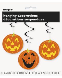 3 PUMPKIN PRINT HANGING SWIRL 26"