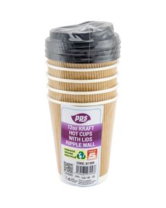 Ripple Drink Cups 12oz With Lids Pk5 PPS
