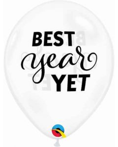 11" Best Year Yet Clear Latex Balloons Pk25 Qualatex