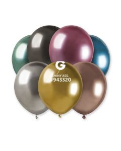 Pk100 Shiny Assorted 5" Latex Balloons Gemar