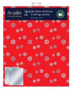 Snowflakes Red 2 Sheet & 2 Tags Pk6 Out Of The Blue