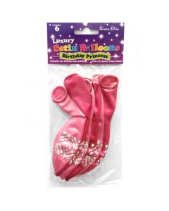 Pink Birthday Princess Latex Balloons Pk6 Simon Elvin