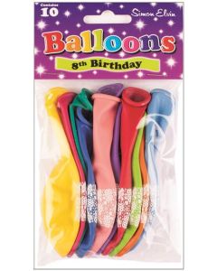11" Age 8 Assorted Colours Latex 10pk Simon Elvin