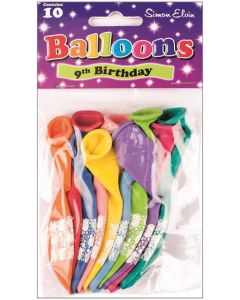 11" Age 9 Assorted Colours Latex 10 pk Simon Elvin