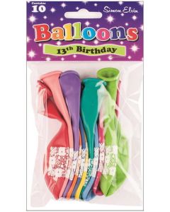 11" Age 13 Assorted Colours Latex 10pk Simon Elvin