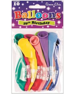 11" Age 16 Assorted Colours Latex 10pk Simon Elvin