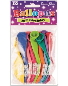 11" Age 18 Assorted Colours Latex 10pk Simon Elvin