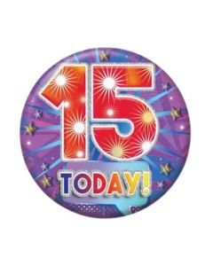 Age 15 Open Small Birthday Badge Pk6 Sensations