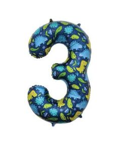 34" Dinosaur Number 3 Foil Balloon Sensations