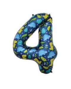 34" Dinosaur Number 4 Foil Balloon Sensations