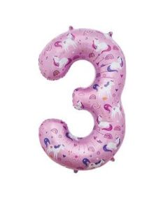 34" Unicorn Number 3 Foil Balloon Sensations