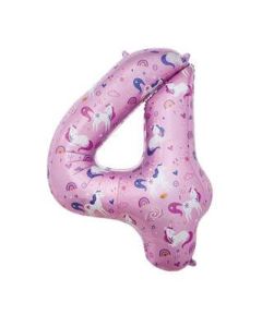 34" Unicorn Number 4 Foil Balloon Sensations