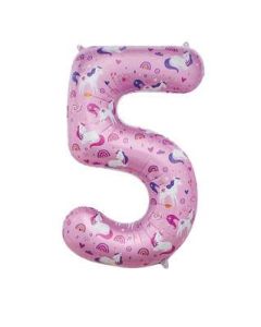 34" Unicorn Number 5 Foil Balloon Sensations